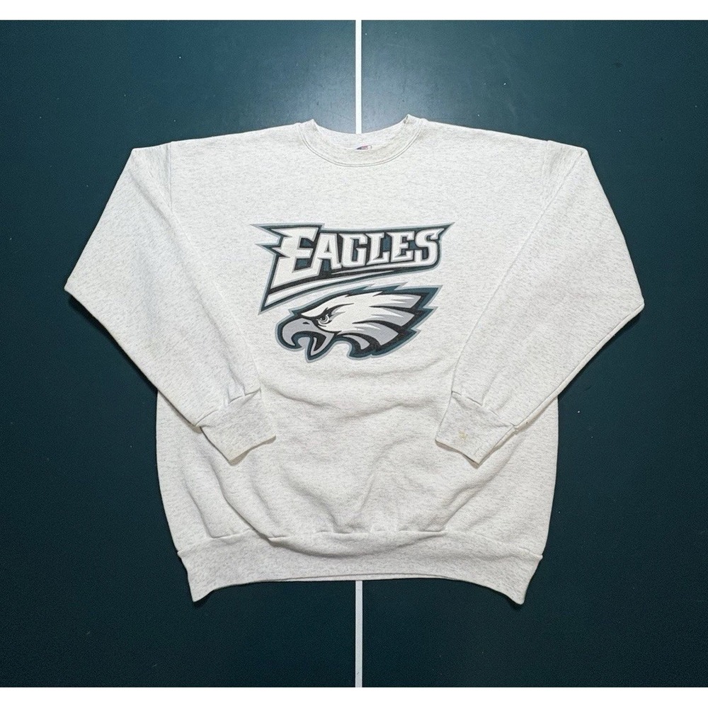 Vintage 90s Philadelphia Eagles Crewneck Sweatshirt Men's XL Gray‎ Made In USA